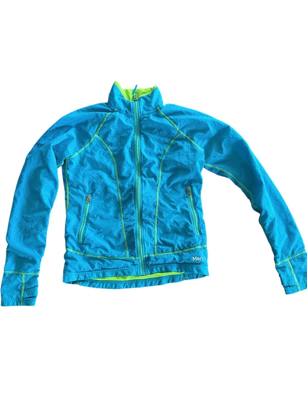 Marmot Teal Zip Jacket with Lime Contrast Trim